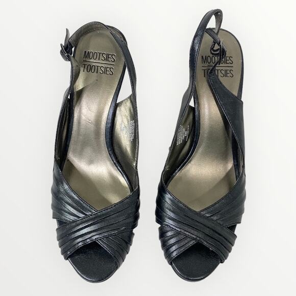 Mootsies Tootsies Women’s Open Toe Sandal Heels 9M Black - Picture 1 of 7